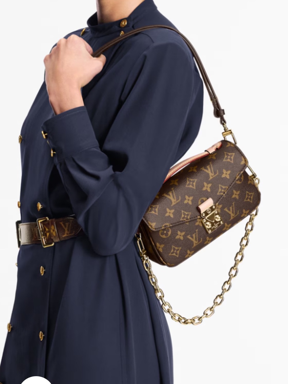 Louis Vuitton Brown Monogram Canvas Crossbody with Gold Chain - Picture 13 of 16